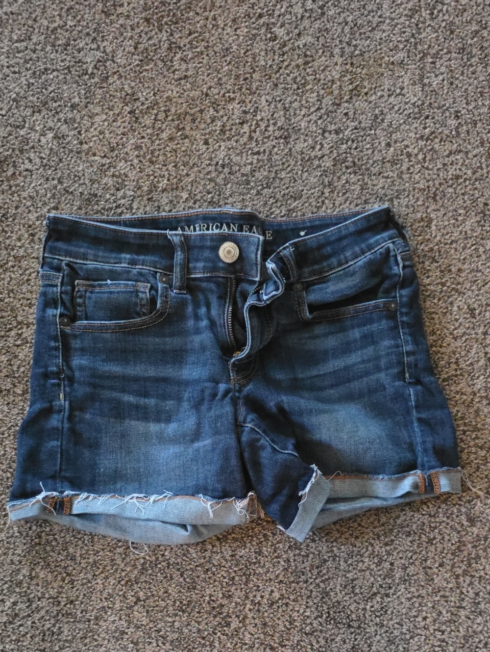 American Eagle Outfitters | Dark Blue Rolled Hem Women's Denim Shorts